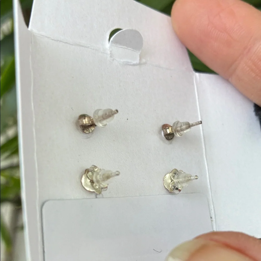 BOGO FREE- 2 Pairs Of Sterling Silver Flower Post Earrings w/ Swarovski Crystals